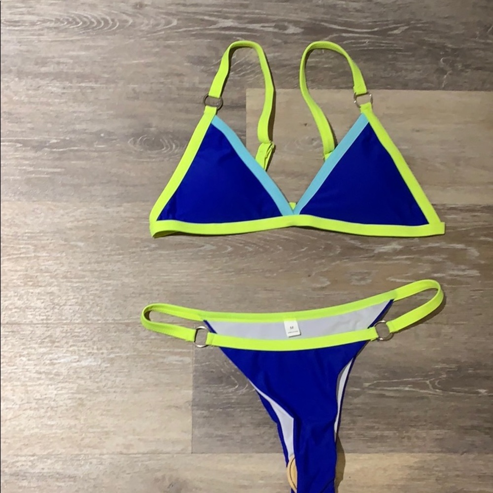 Neon blue bathing suit